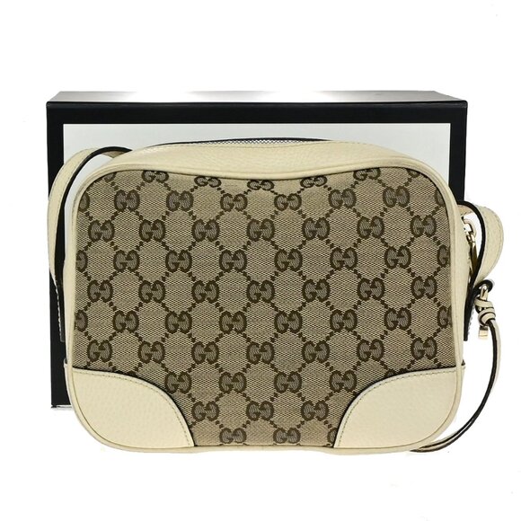 GUCCI Logo GG Pattern Mini Shoulder Bag Canvas Leather Brown White GHW - Picture 2 of 15